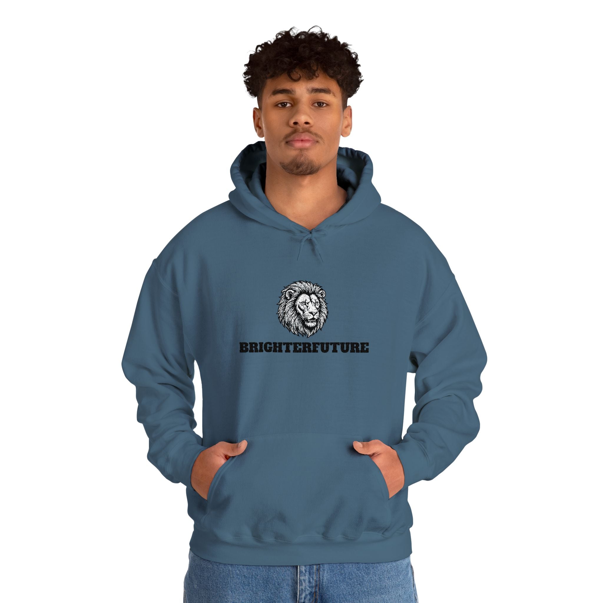 Lion Crest Hoodie – "BRIGHTERFUTURE" Graphic Pullover