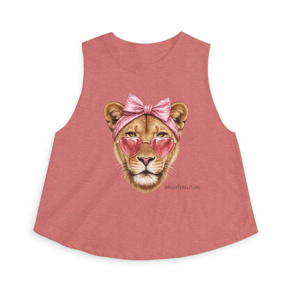 Lioness Crop Top — Cute Pink Heart Sunglasses & Bow Graphic