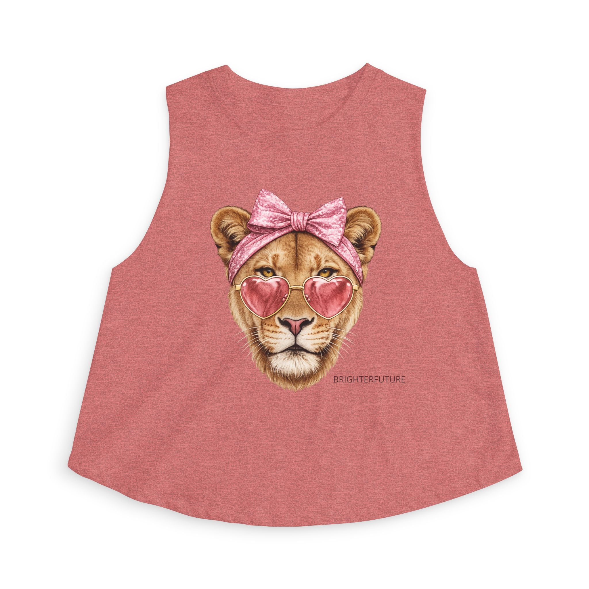 Lioness Crop Top — Cute Pink Heart Sunglasses & Bow Graphic