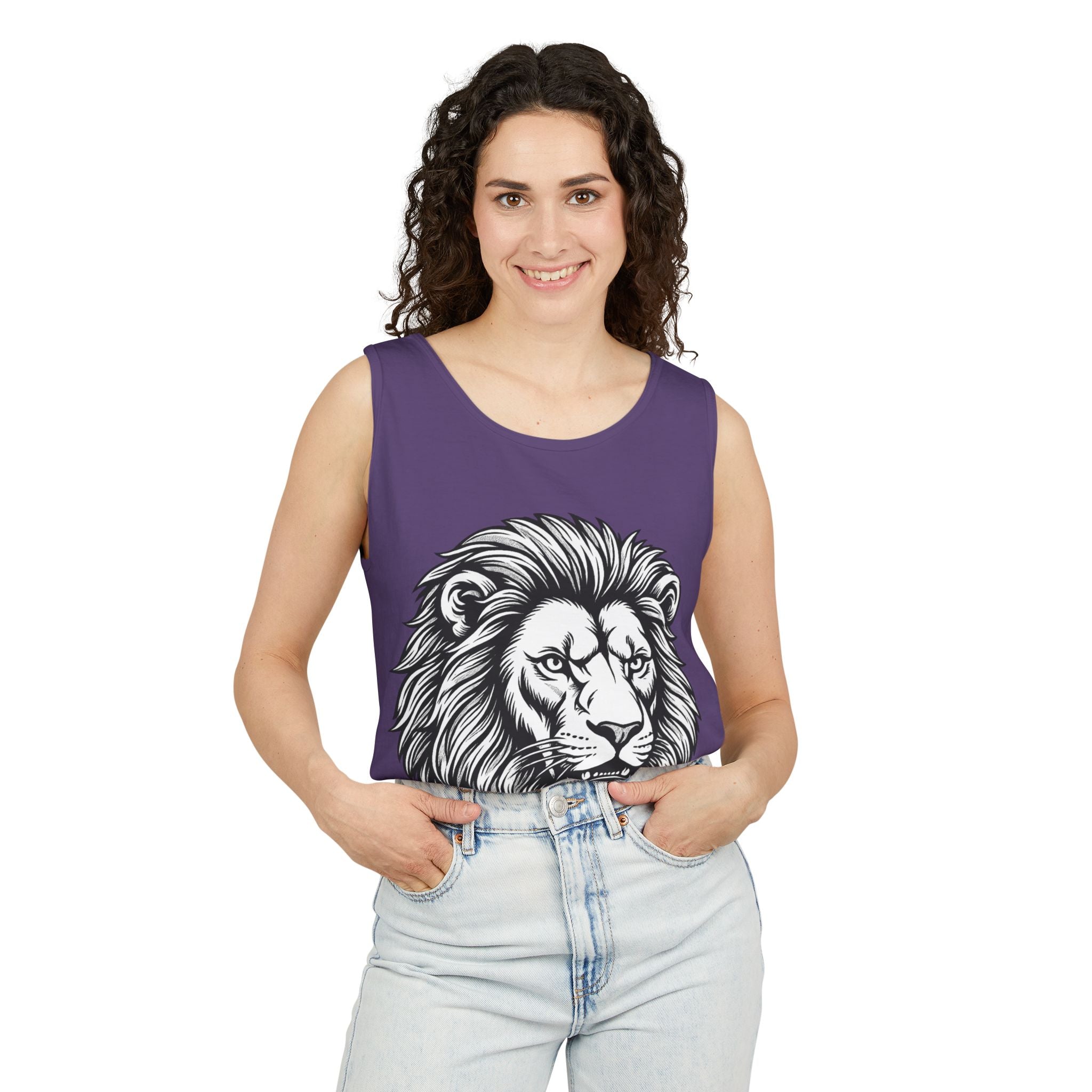 Lion Head Tank Top — Detailed Graphic Lion Illustration Men's & Women's Sleeveless Shirt