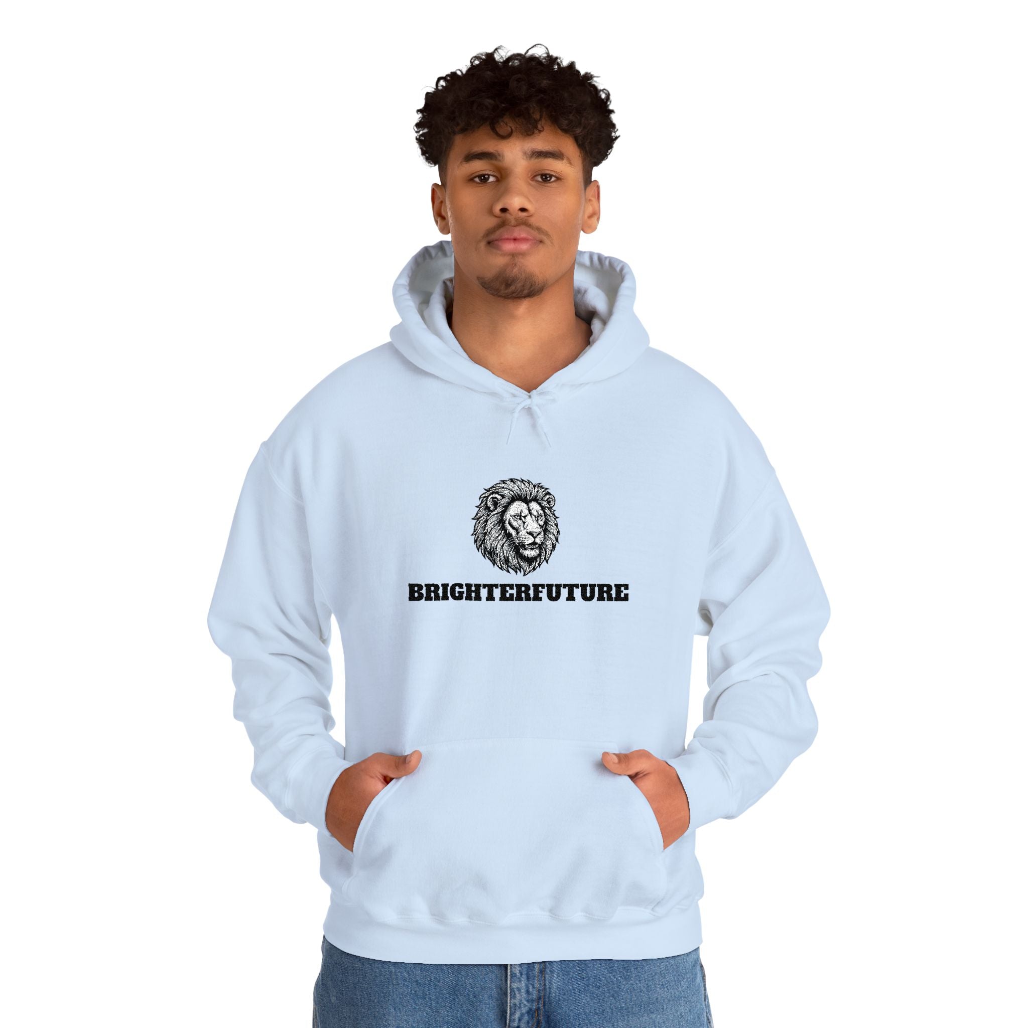 Lion Crest Hoodie – "BRIGHTERFUTURE" Graphic Pullover