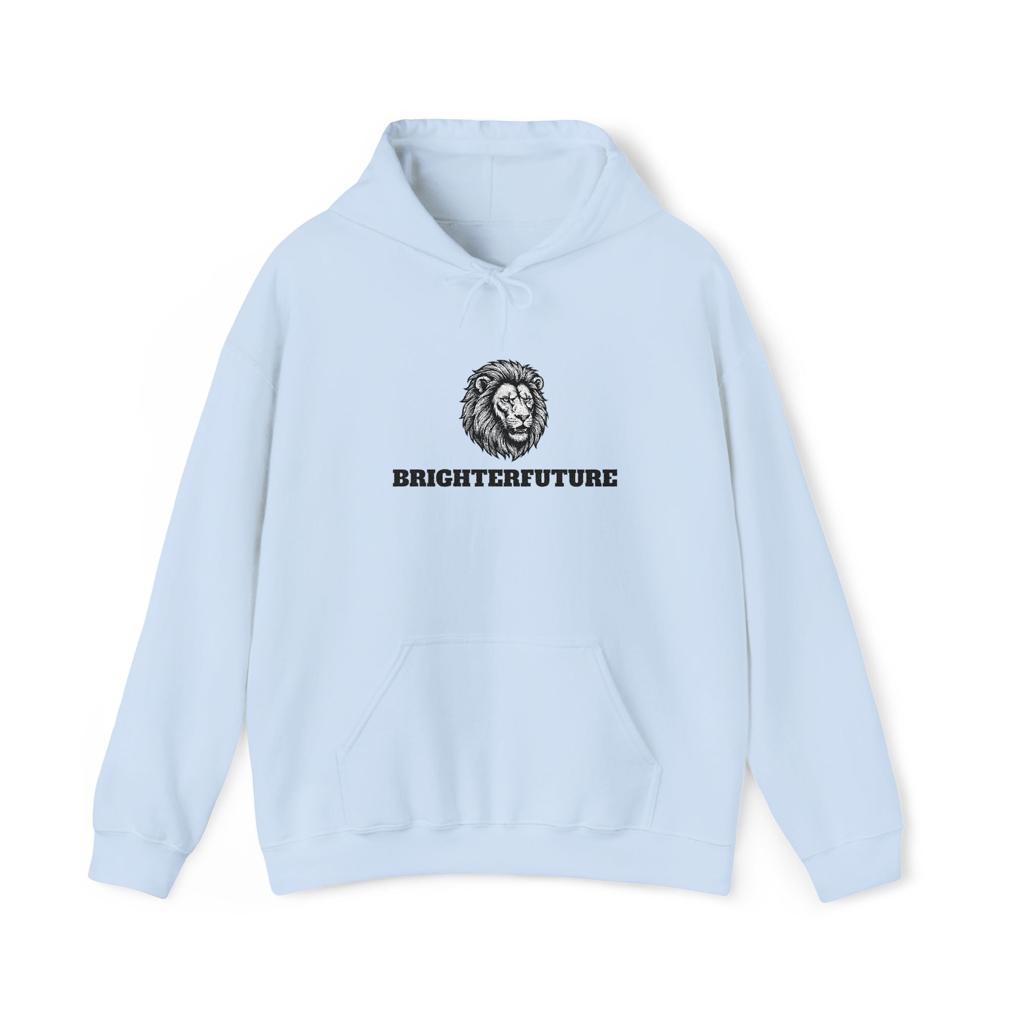 Lion Crest Hoodie – "BRIGHTERFUTURE" Graphic Pullover