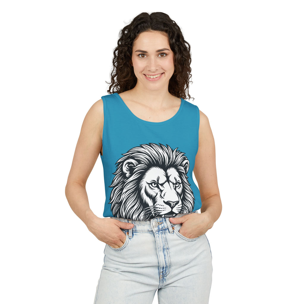 Lion Head Tank Top — Detailed Graphic Lion Illustration Men's & Women's Sleeveless Shirt