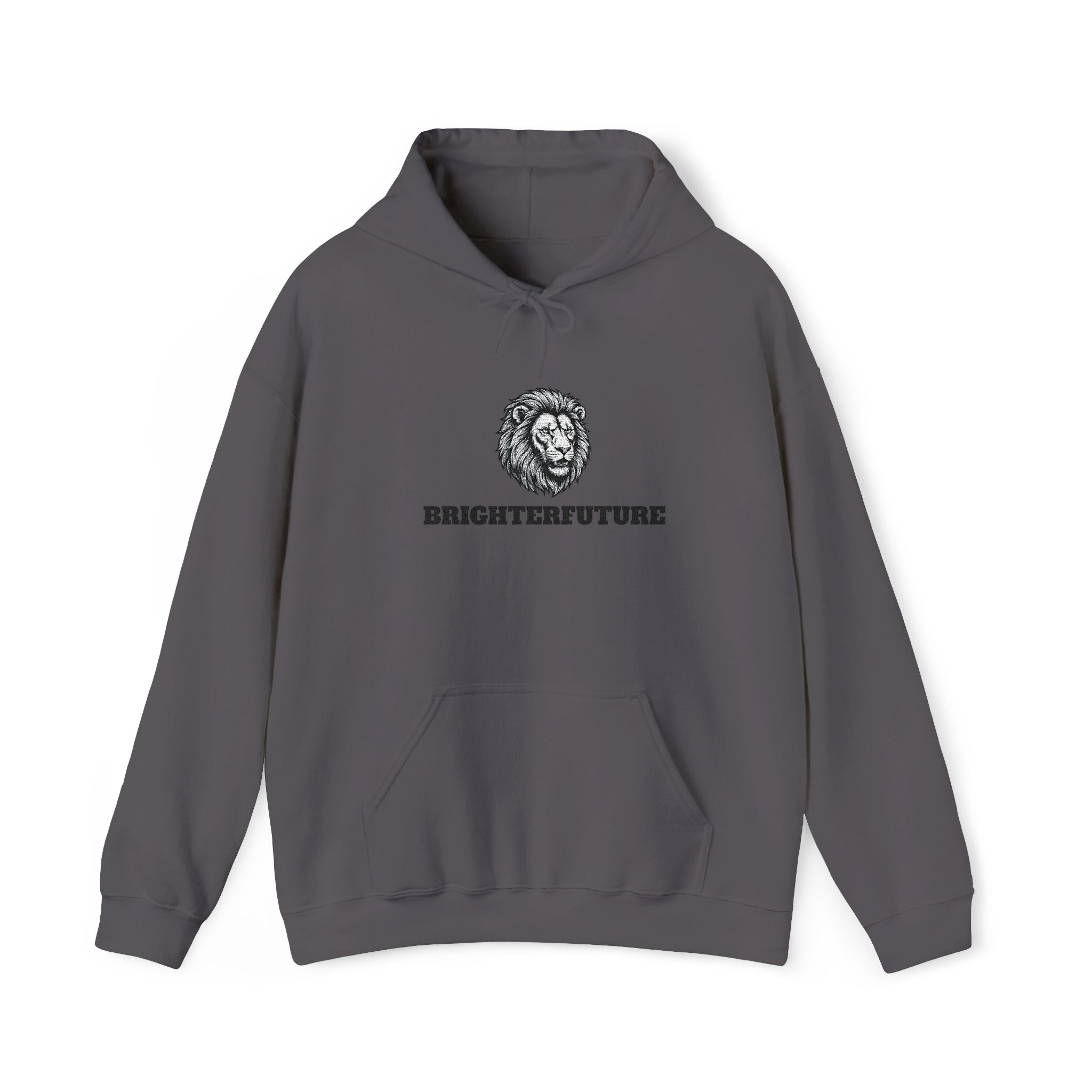 Lion Crest Hoodie – "BRIGHTERFUTURE" Graphic Pullover