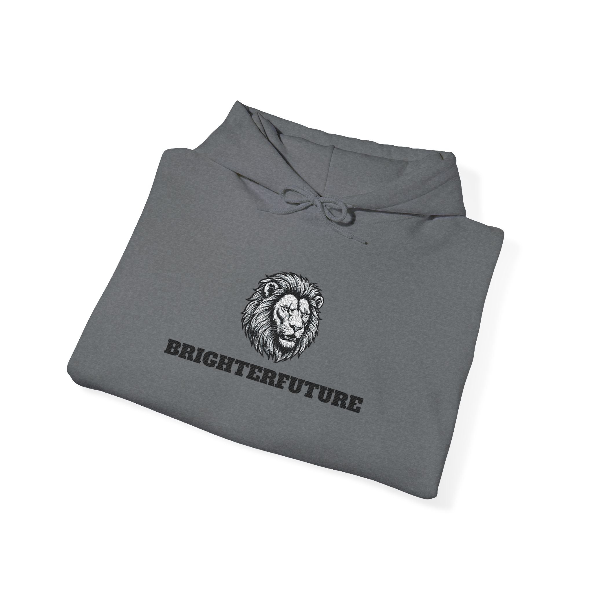 Lion Crest Hoodie – "BRIGHTERFUTURE" Graphic Pullover