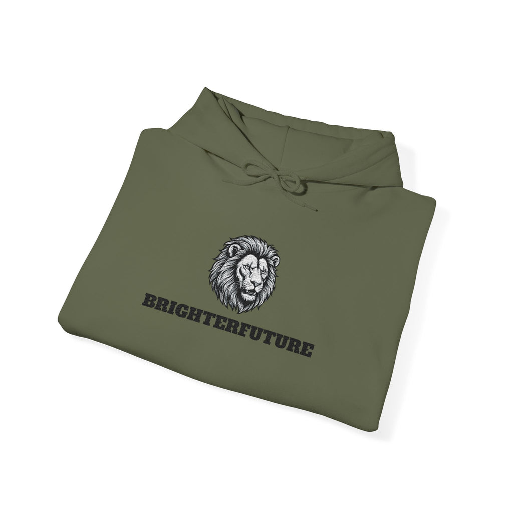 Lion Crest Hoodie – "BRIGHTERFUTURE" Graphic Pullover