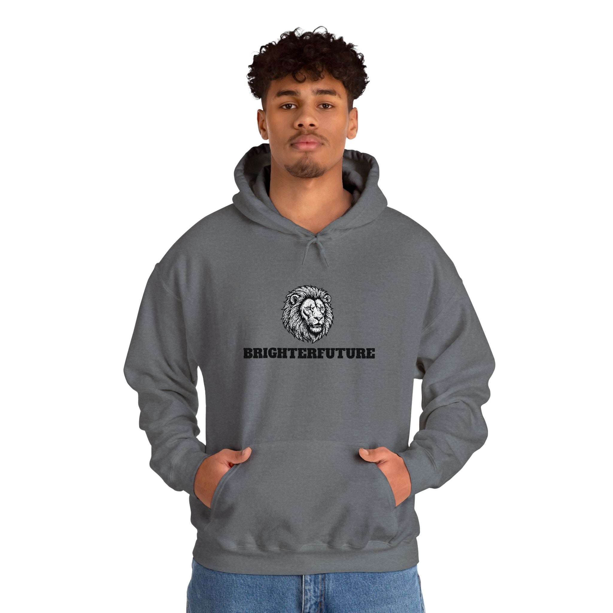 Lion Crest Hoodie – "BRIGHTERFUTURE" Graphic Pullover