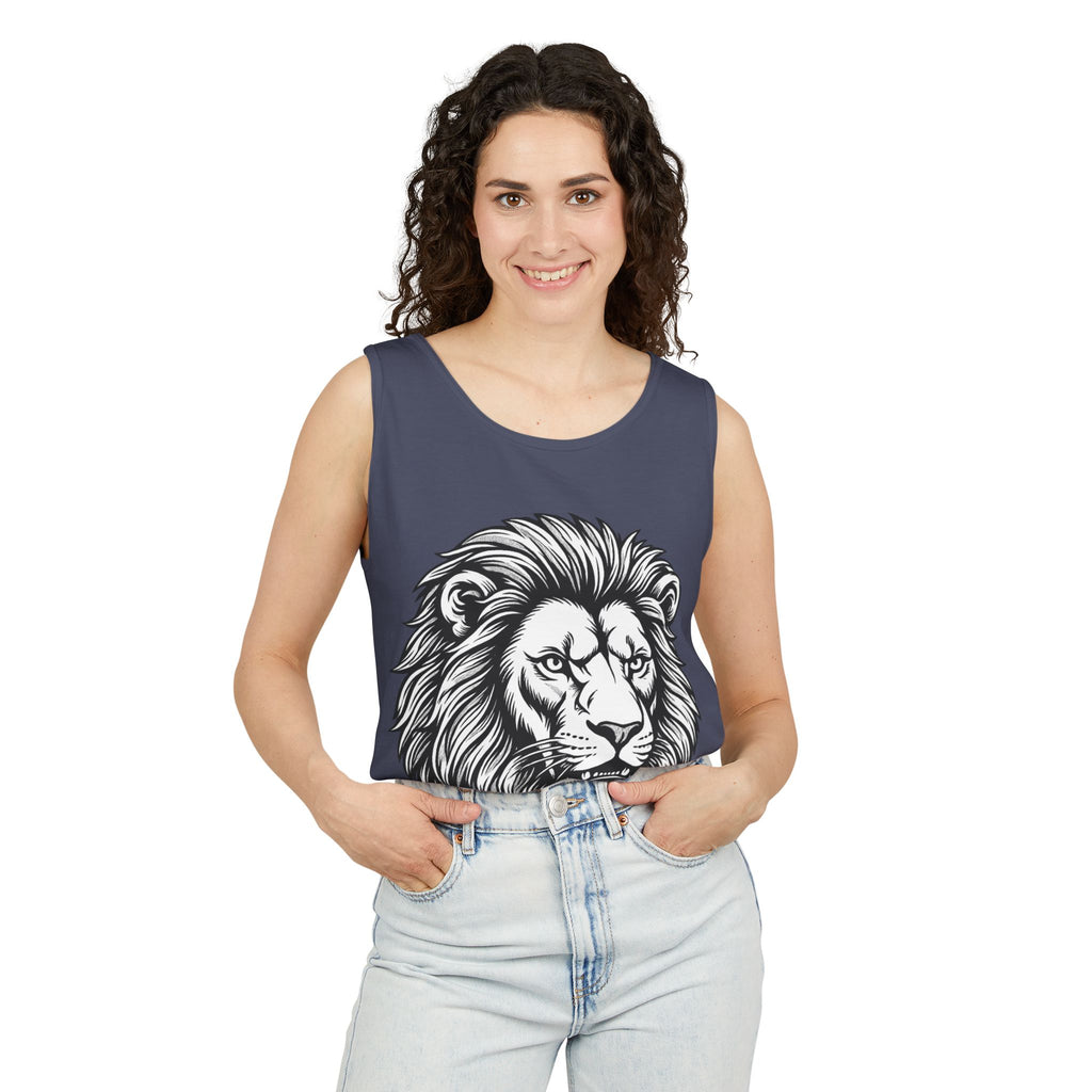 Lion Head Tank Top — Detailed Graphic Lion Illustration Men's & Women's Sleeveless Shirt