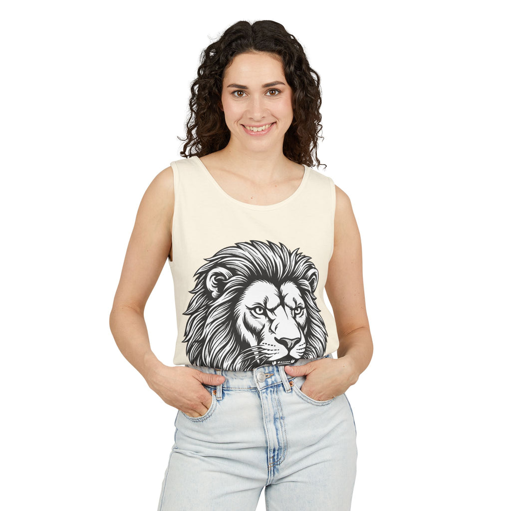 Lion Head Tank Top — Detailed Graphic Lion Illustration Men's & Women's Sleeveless Shirt