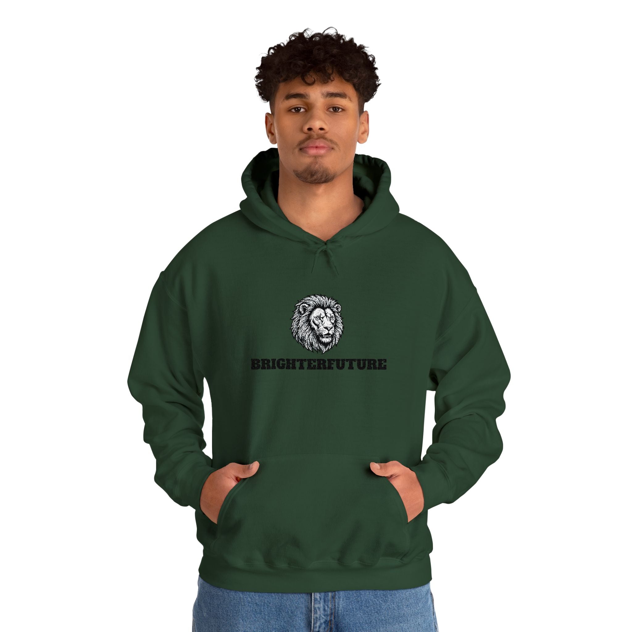 Lion Crest Hoodie – "BRIGHTERFUTURE" Graphic Pullover