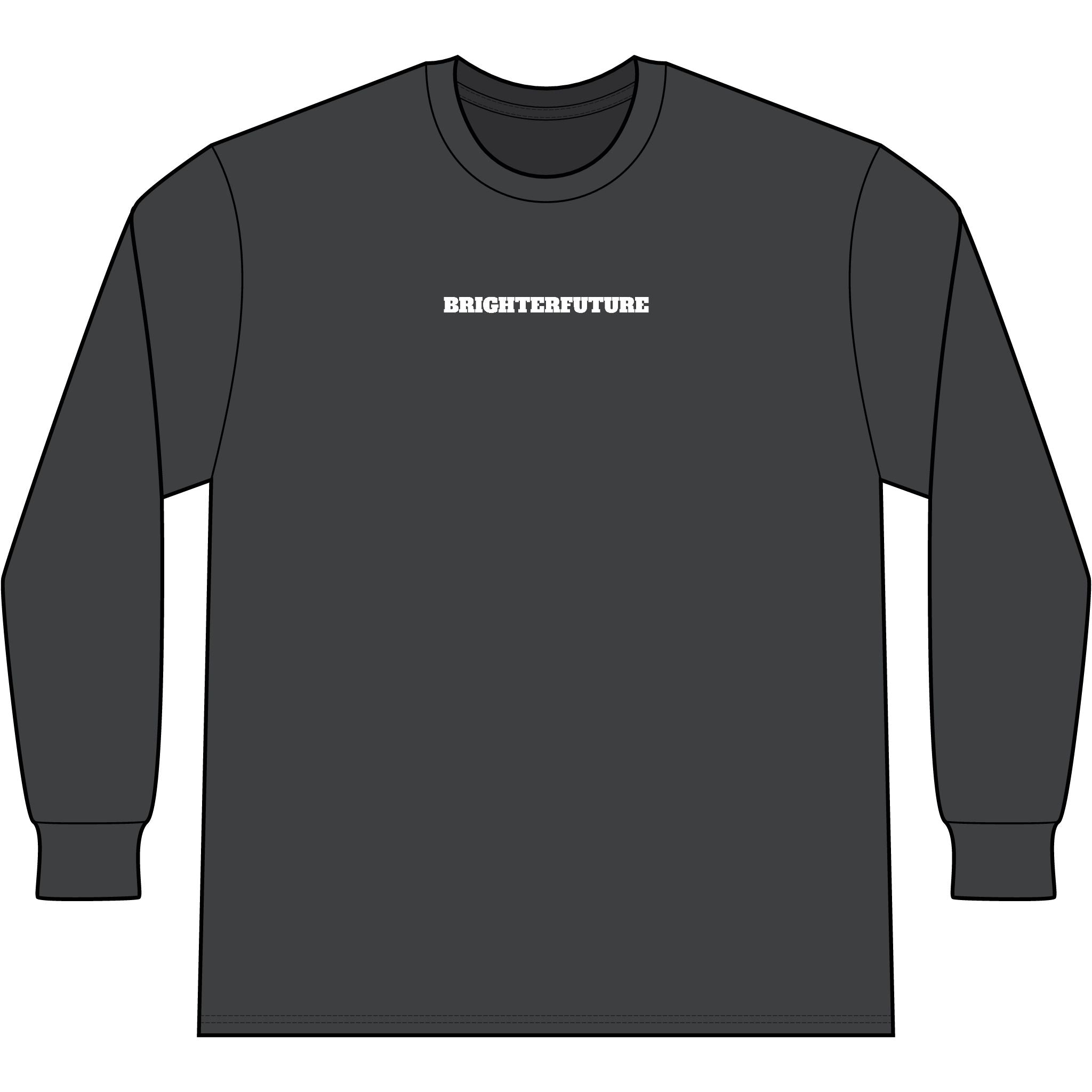 Lion Head Long Sleeve Tee — Bright Future Chest Text, Bold Back Graphic