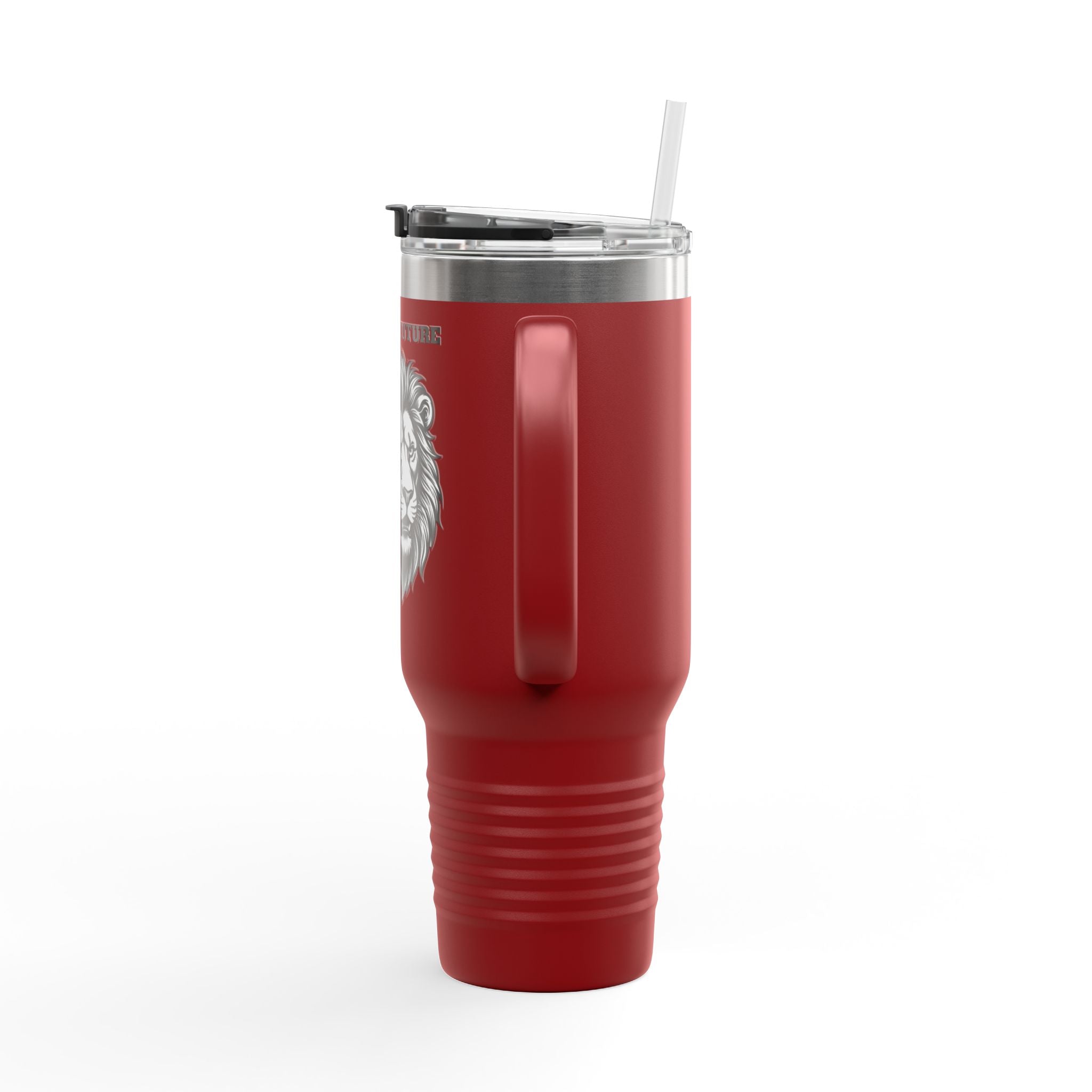 Lion Head 40oz Insulated Travel Mug — 'BrighterFuture' Thermal Tumbler with Straw