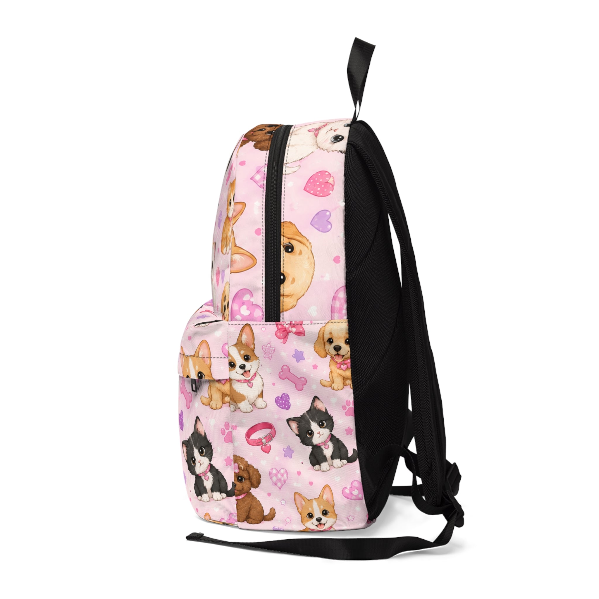 Cute Puppy Pattern Backpack — Pink Dog Print School Backpack
