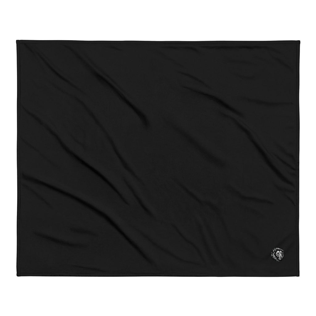 Embroidered Lion Sherpa Blanket — Plush Cozy Throw