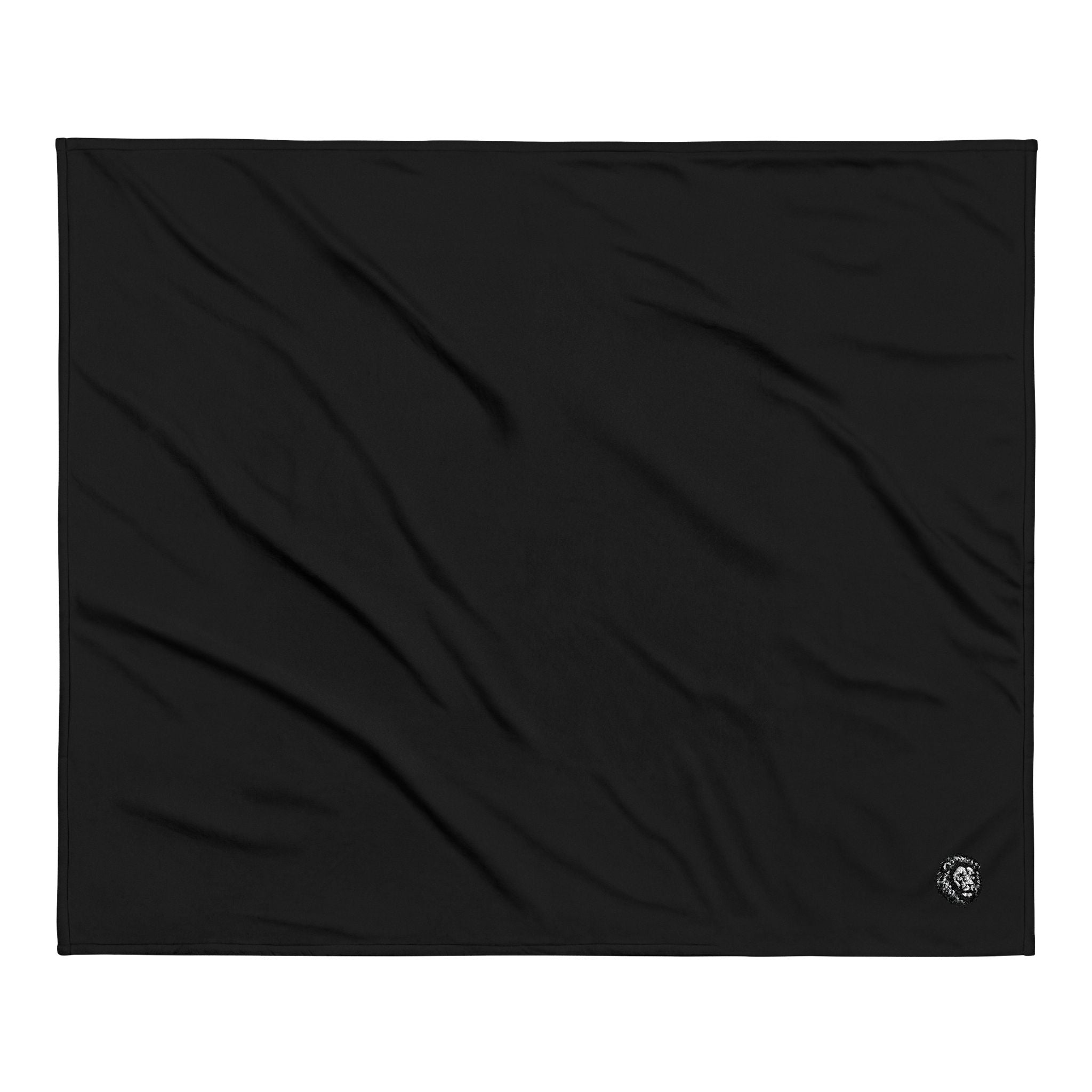 Embroidered Lion Sherpa Blanket — Plush Cozy Throw