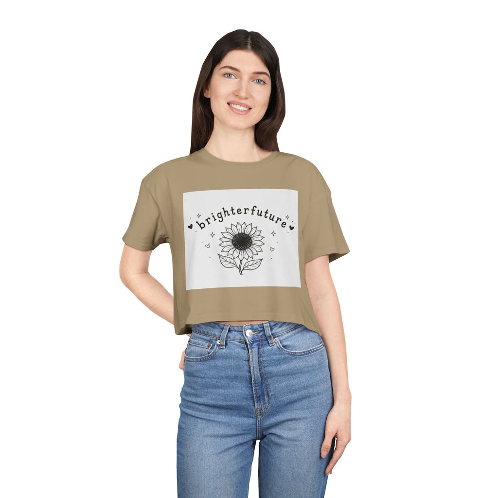 Brighter Future Sunflower Crop Tee — Positive Graphic Women's Crop Top