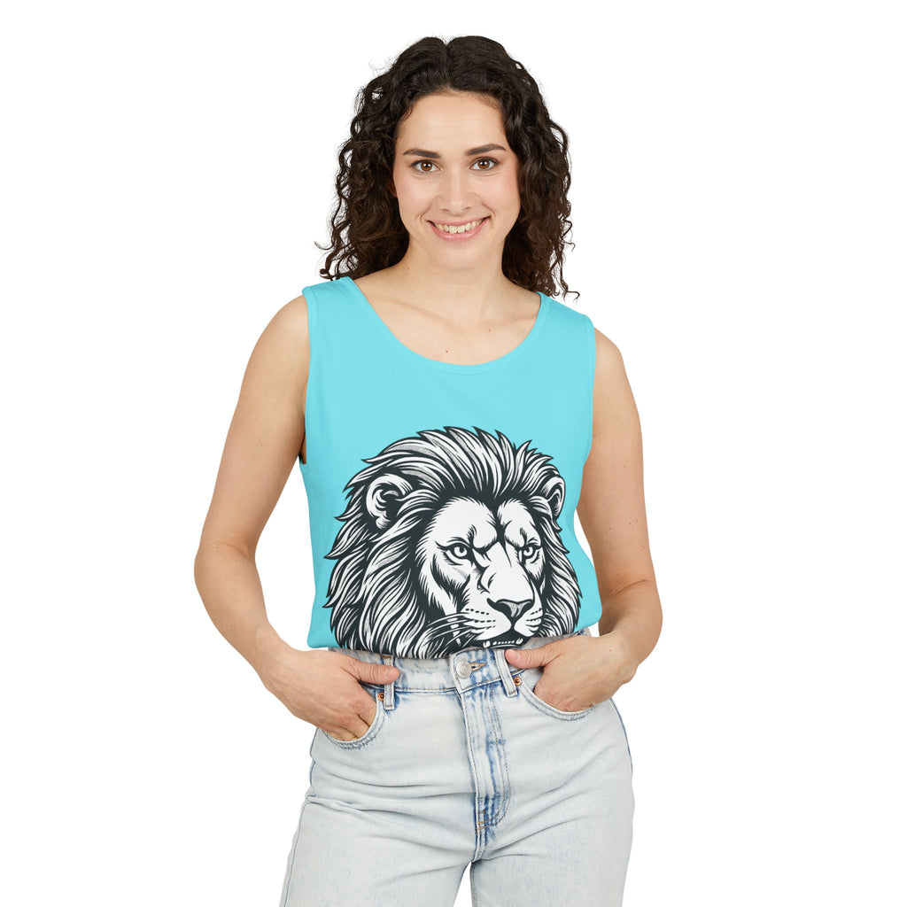 Lion Head Tank Top — Detailed Graphic Lion Illustration Men's & Women's Sleeveless Shirt