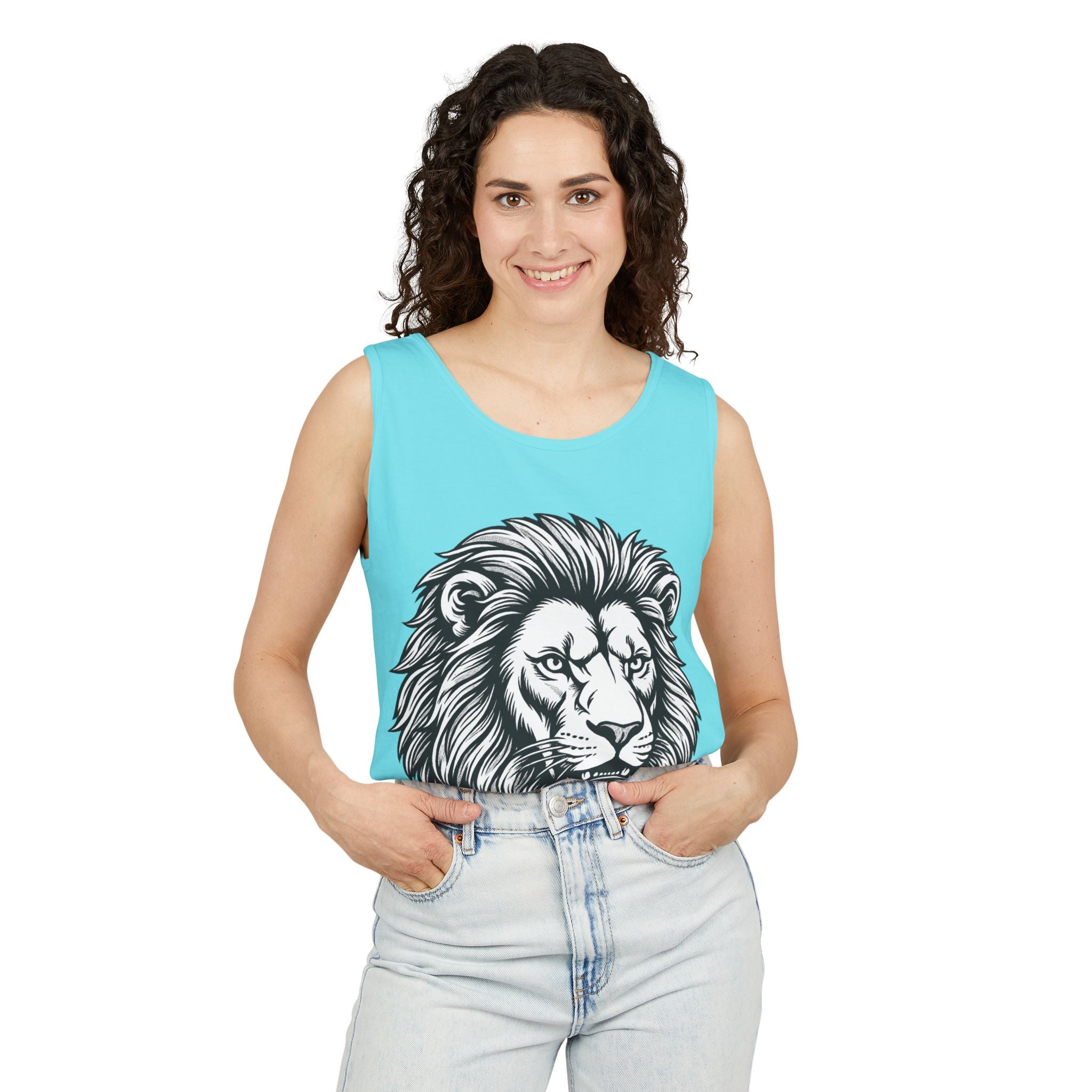 Lion Head Tank Top — Detailed Graphic Lion Illustration Men's & Women's Sleeveless Shirt
