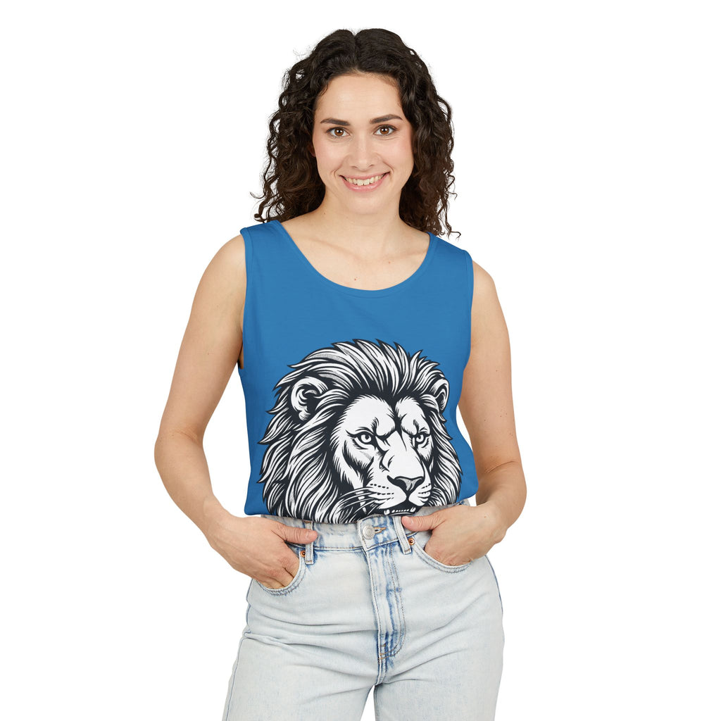 Lion Head Tank Top — Detailed Graphic Lion Illustration Men's & Women's Sleeveless Shirt