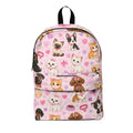 Cute Puppy Pattern Backpack — Pink Dog Print School Backpack