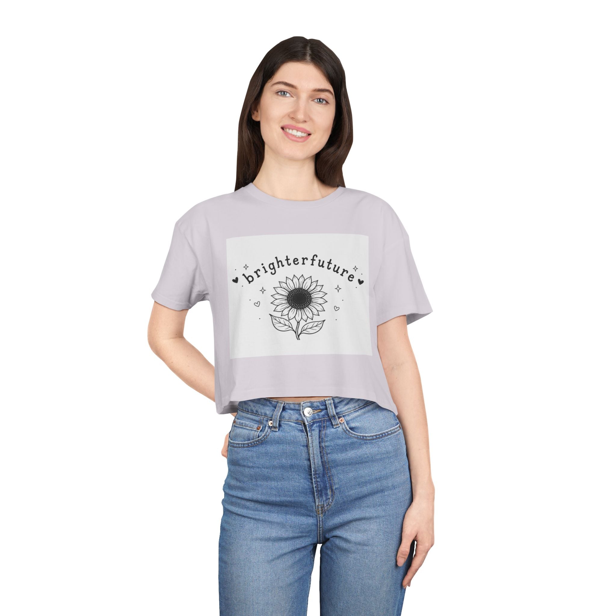Brighter Future Sunflower Crop Tee — Positive Graphic Women's Crop Top