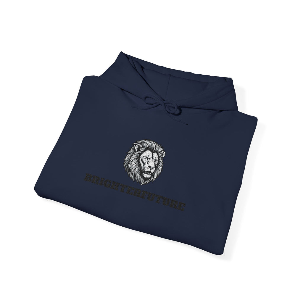 Lion Crest Hoodie – "BRIGHTERFUTURE" Graphic Pullover