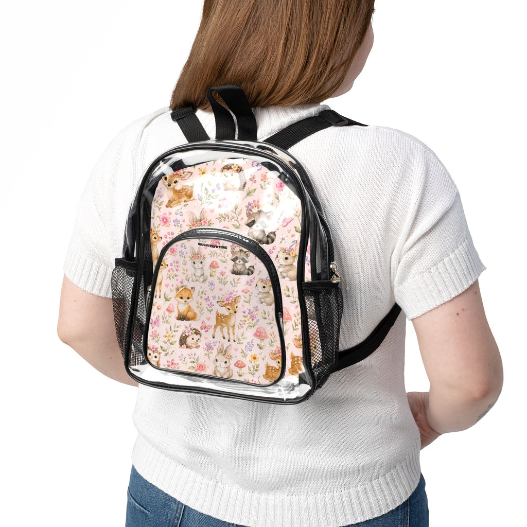 Clear Stadium Backpack — Cute Woodland Animals Print Clear School Backpack