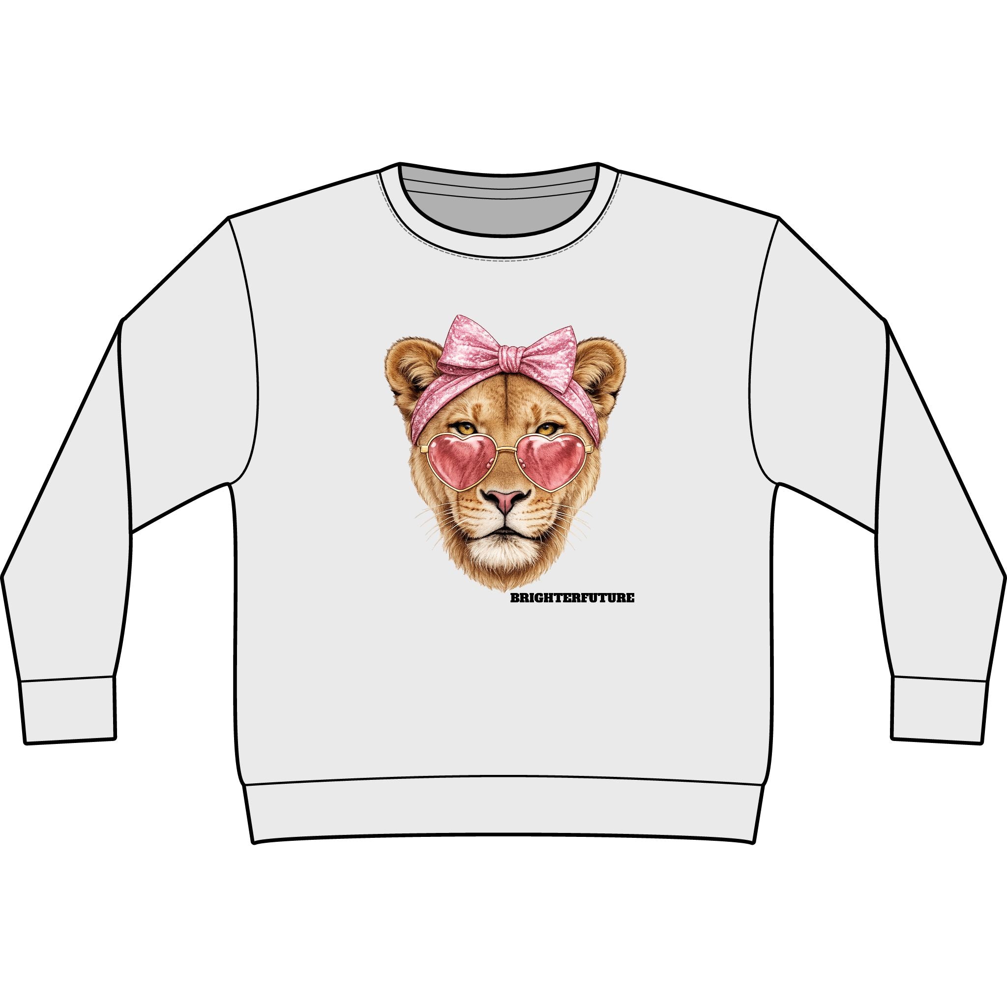 Lioness Graphic Sweatshirt — Pink Bow & Heart Sunglasses