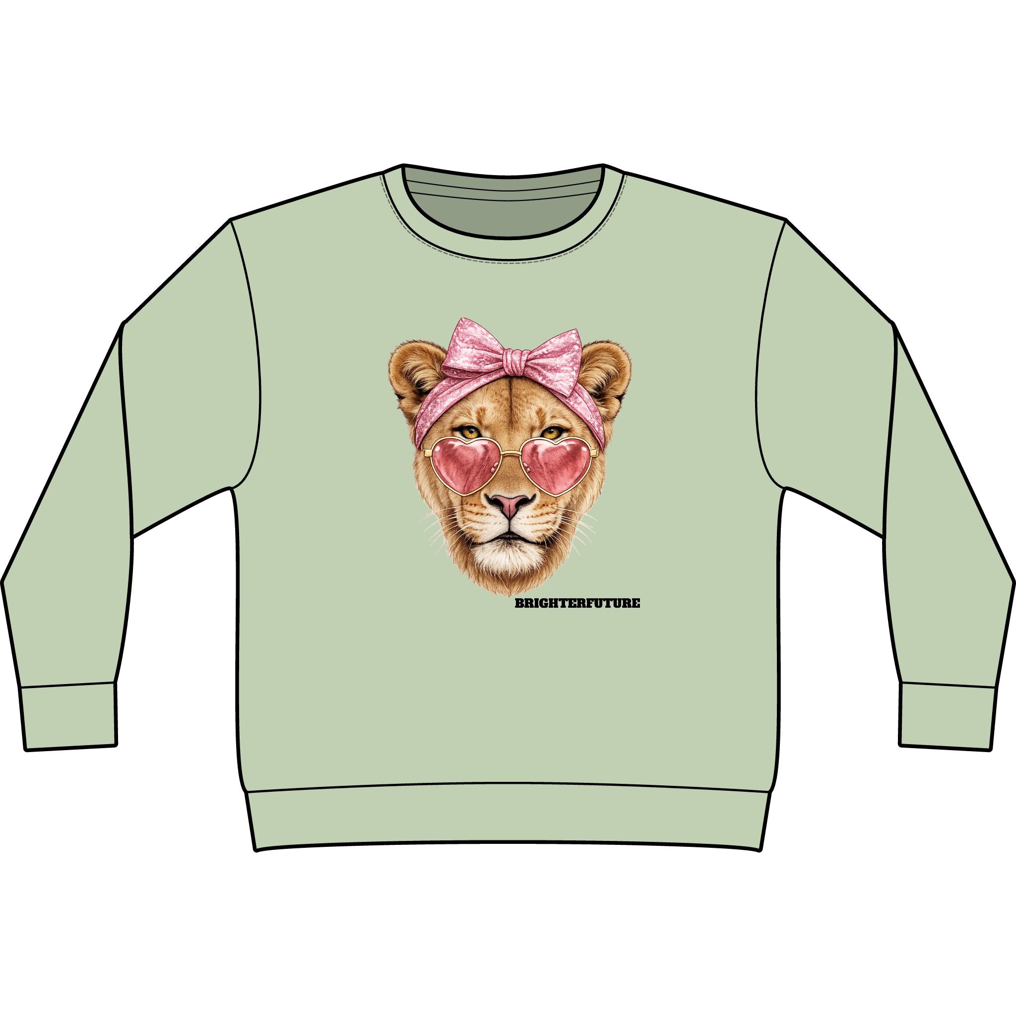 Lioness Graphic Sweatshirt — Pink Bow & Heart Sunglasses