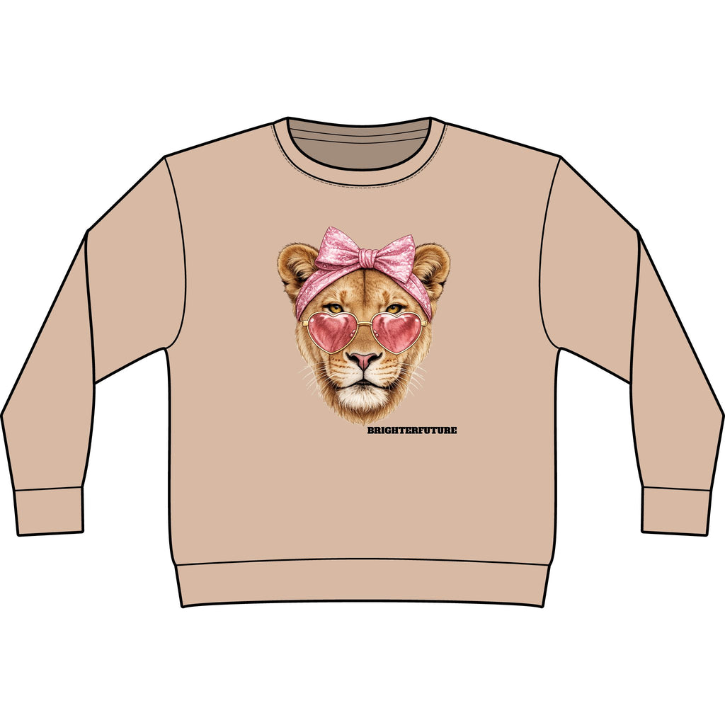 Lioness Graphic Sweatshirt — Pink Bow & Heart Sunglasses