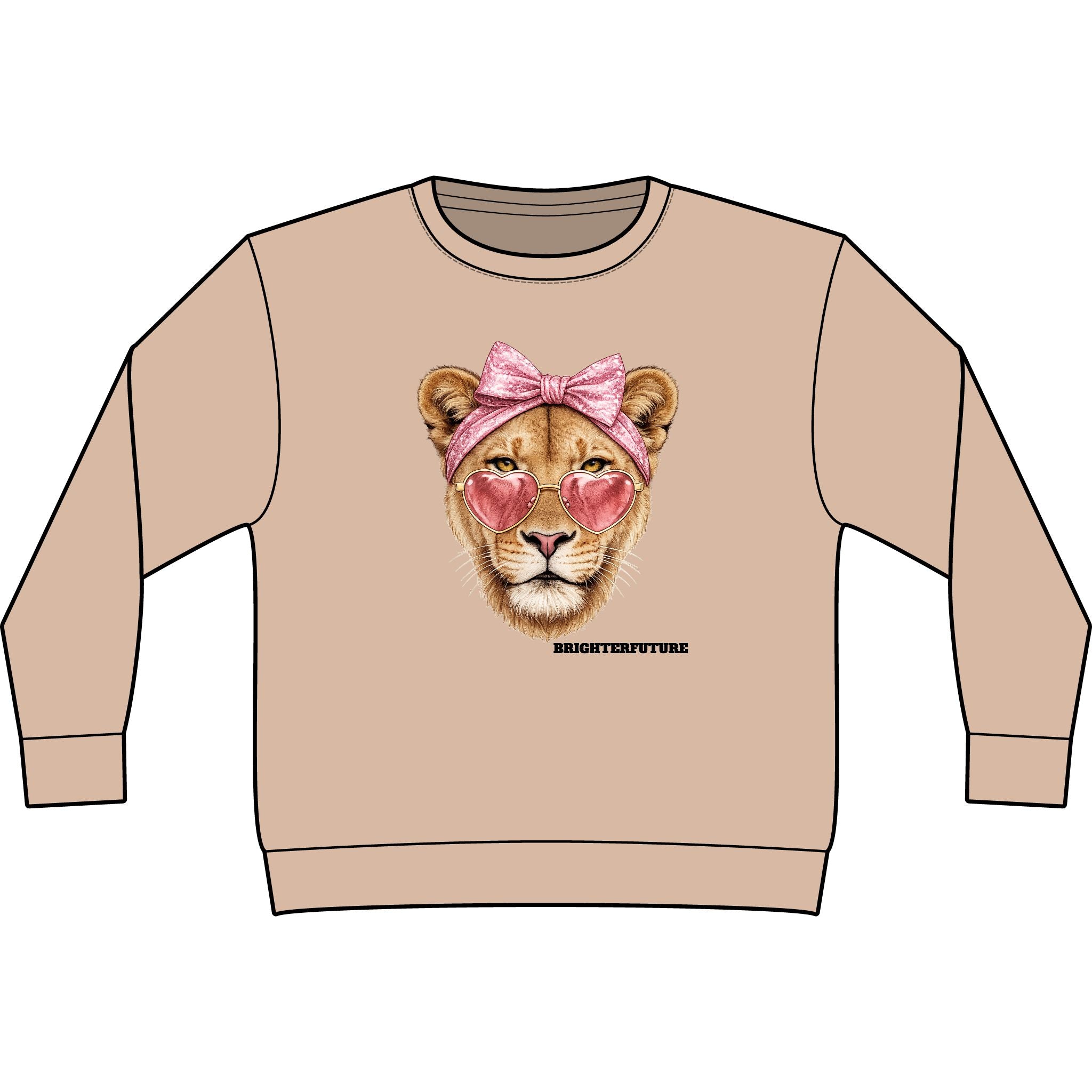 Lioness Graphic Sweatshirt — Pink Bow & Heart Sunglasses
