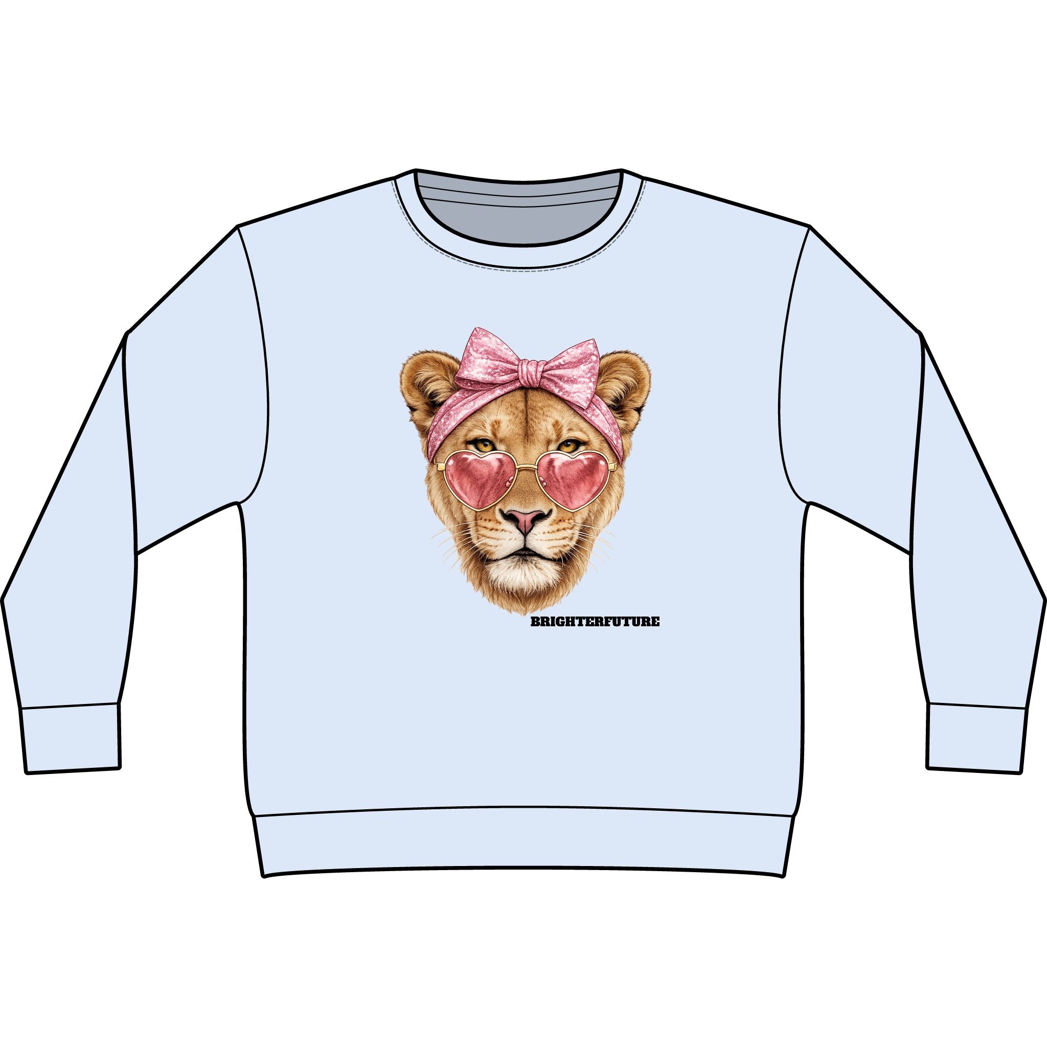 Lioness Graphic Sweatshirt — Pink Bow & Heart Sunglasses