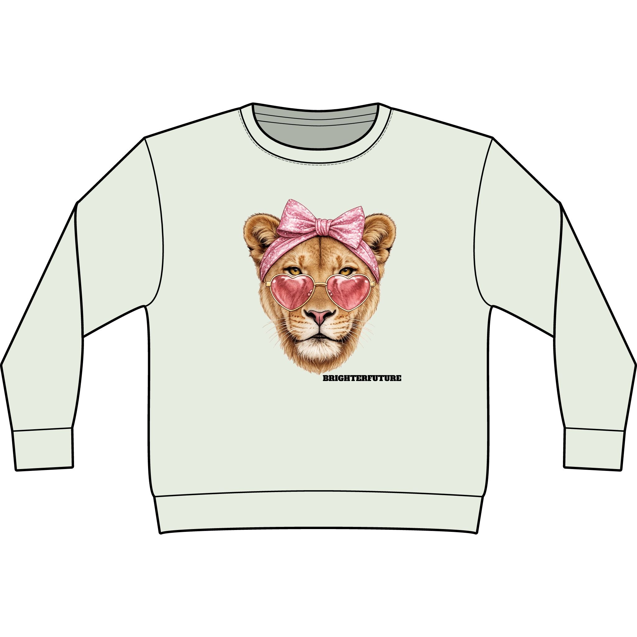 Lioness Graphic Sweatshirt — Pink Bow & Heart Sunglasses