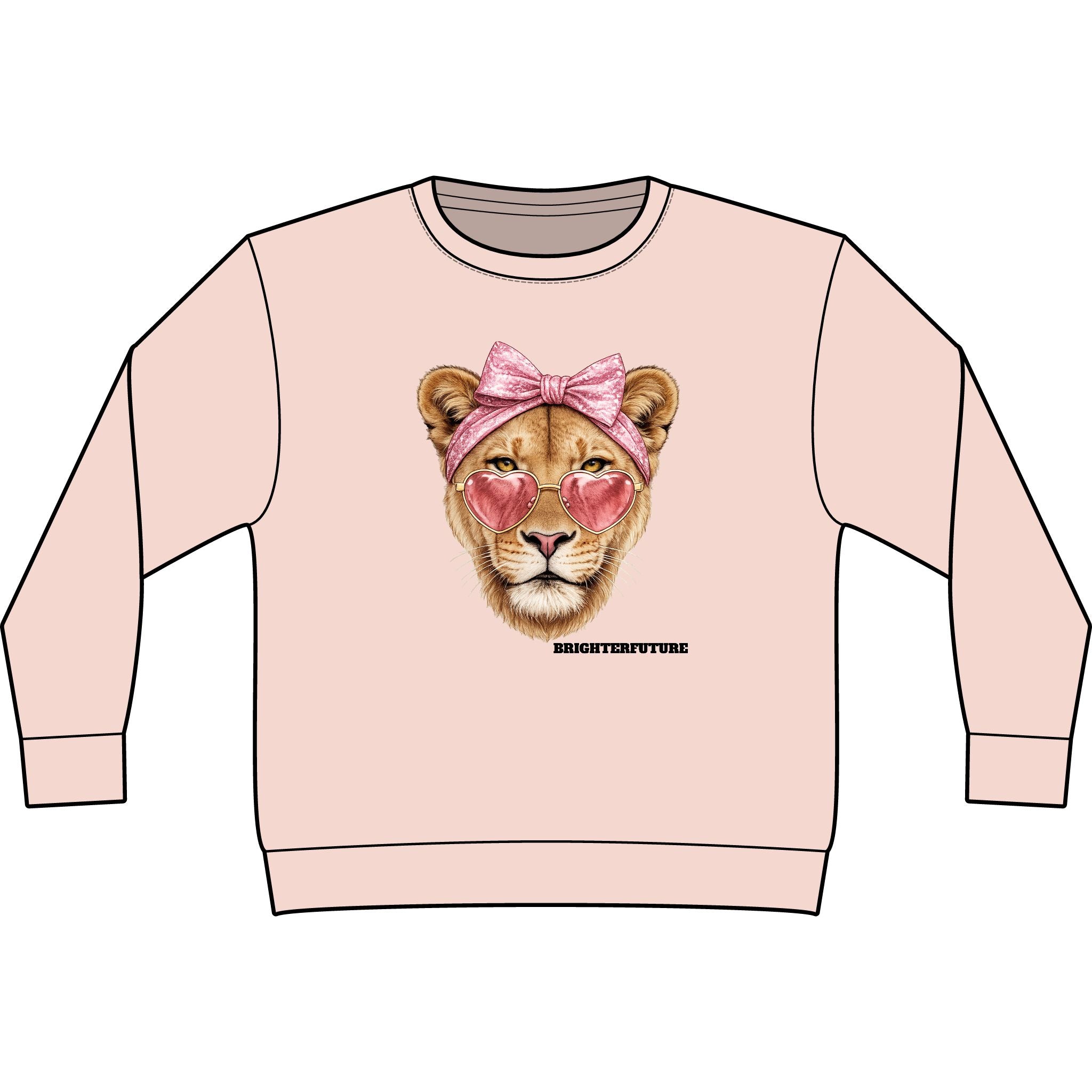 Lioness Graphic Sweatshirt — Pink Bow & Heart Sunglasses