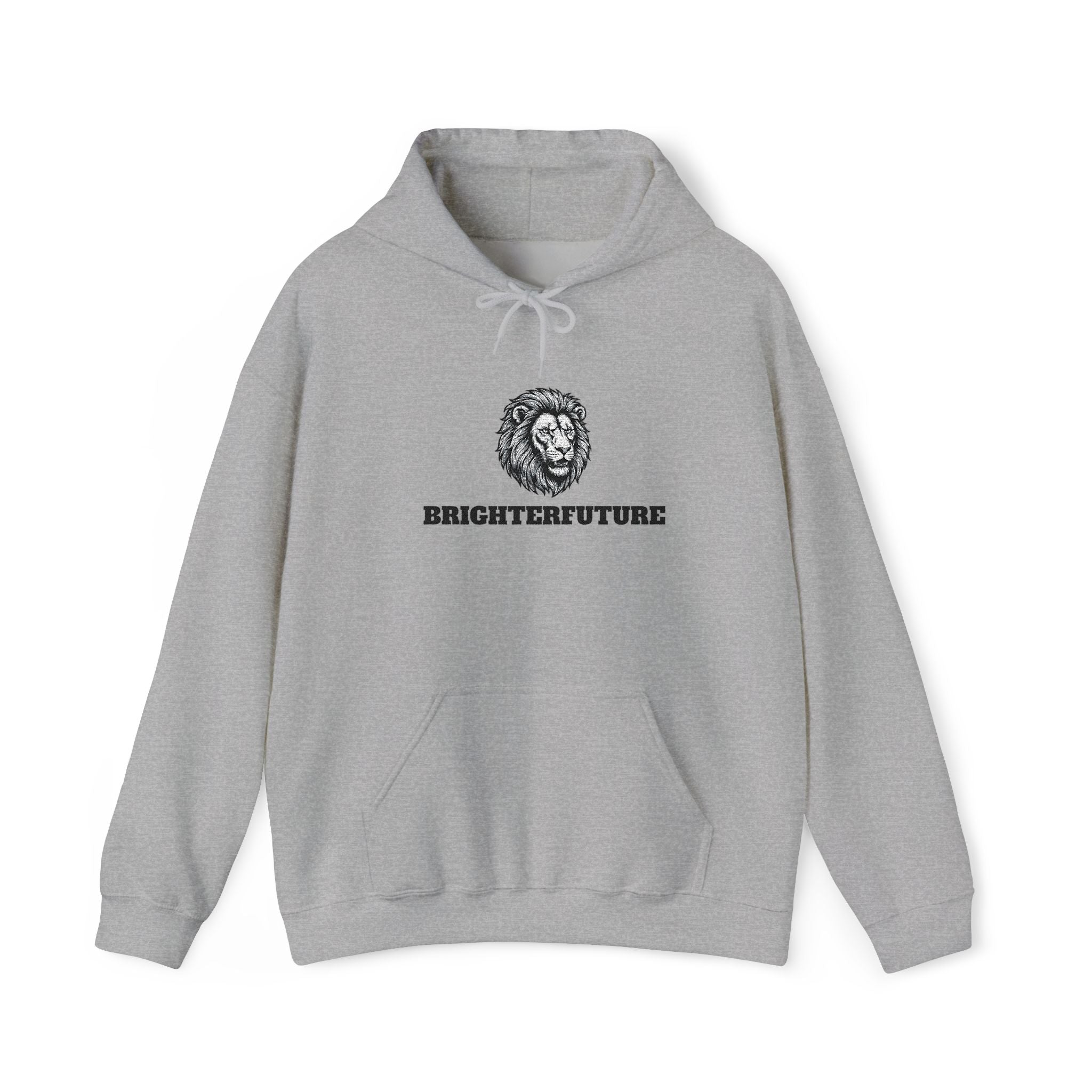 Lion Crest Hoodie – "BRIGHTERFUTURE" Graphic Pullover