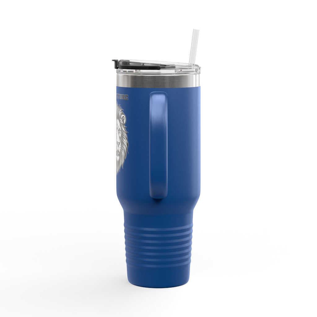 Lion Head 40oz Insulated Travel Mug — 'BrighterFuture' Thermal Tumbler with Straw