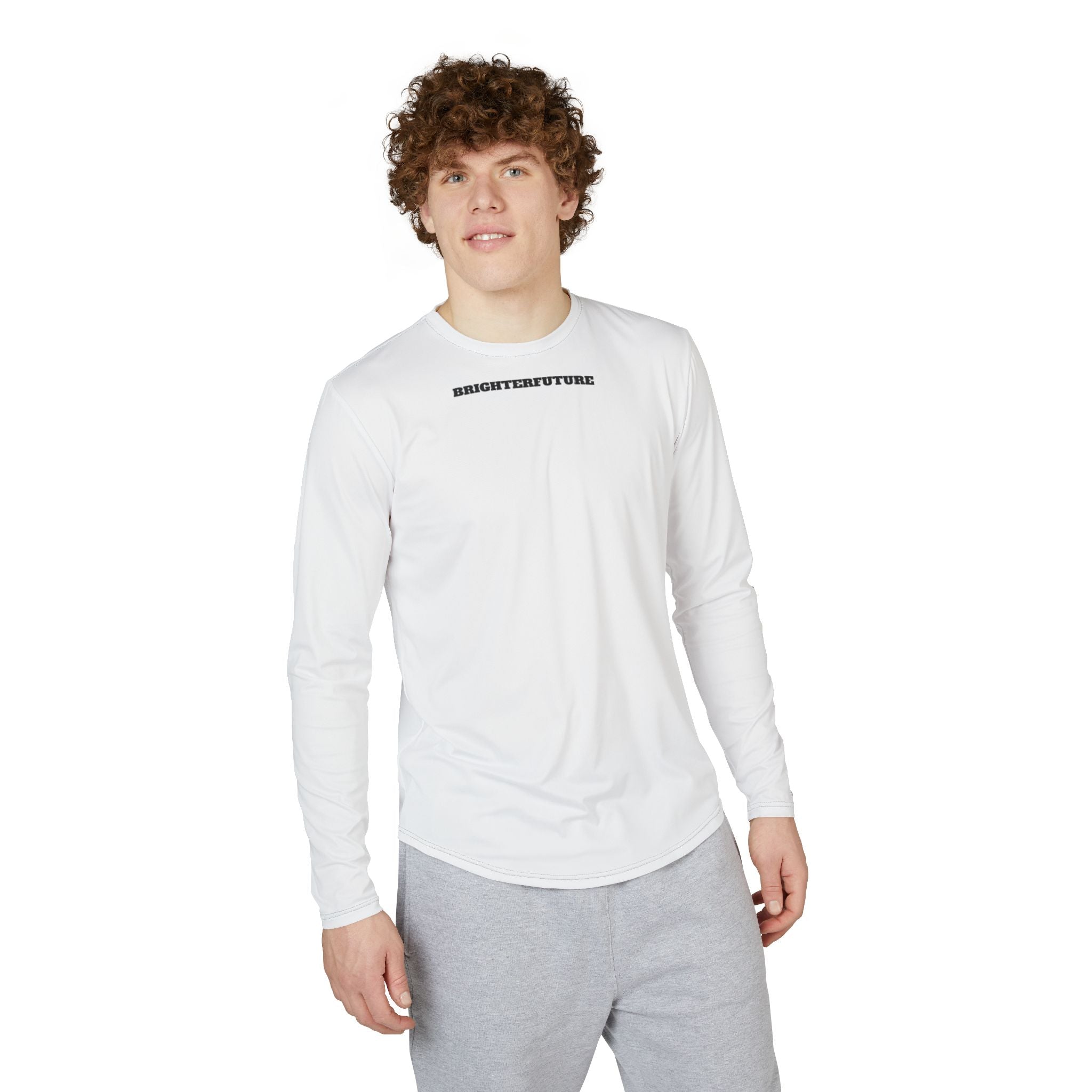 Men's UV Long Sleeve Shirt — 'BRIGHTERFUTURE' Minimal Logo Performance Tee