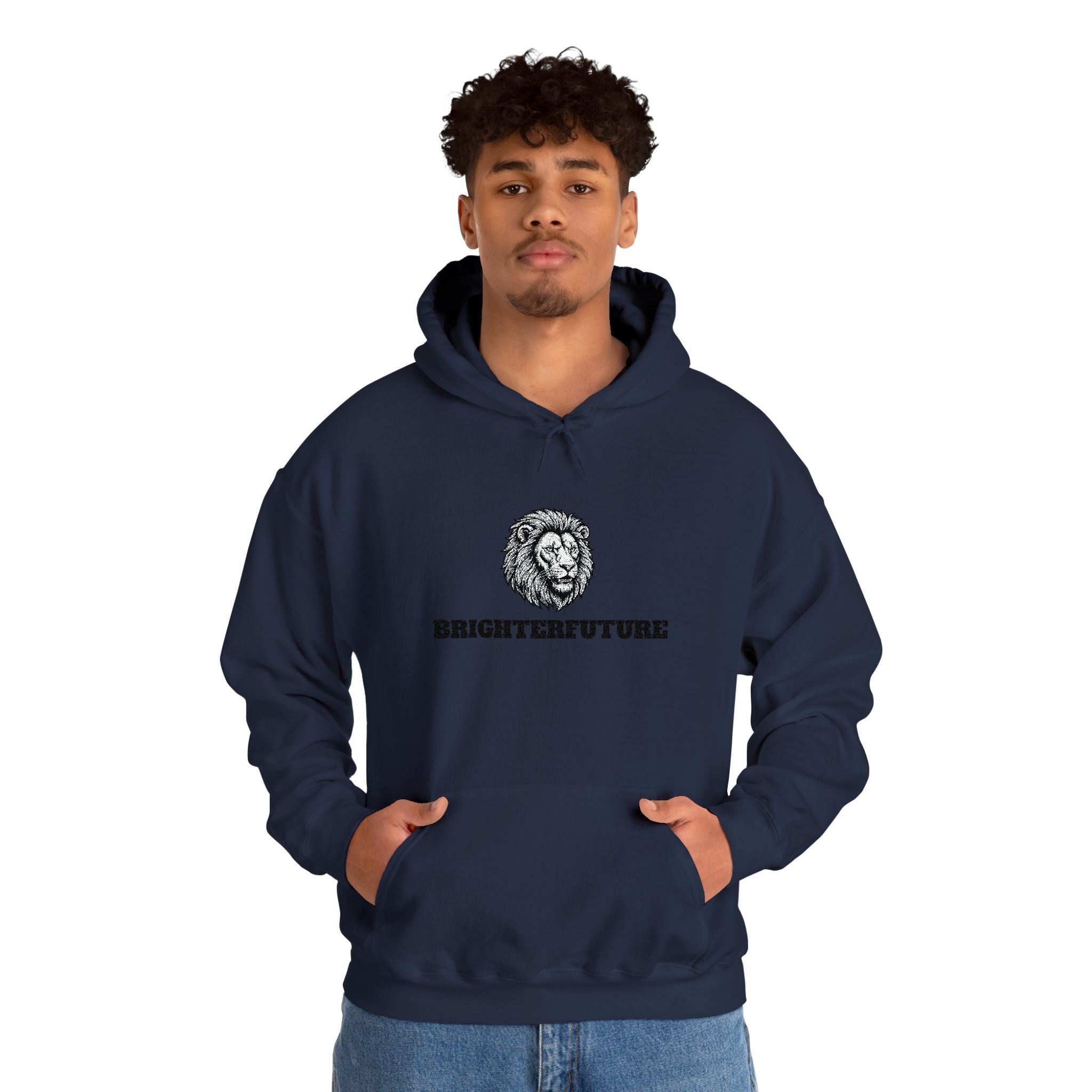 Lion Crest Hoodie – "BRIGHTERFUTURE" Graphic Pullover