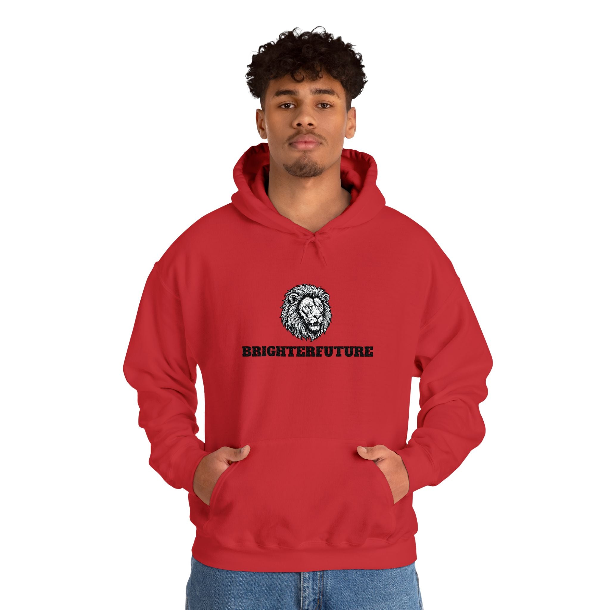 Lion Crest Hoodie – "BRIGHTERFUTURE" Graphic Pullover