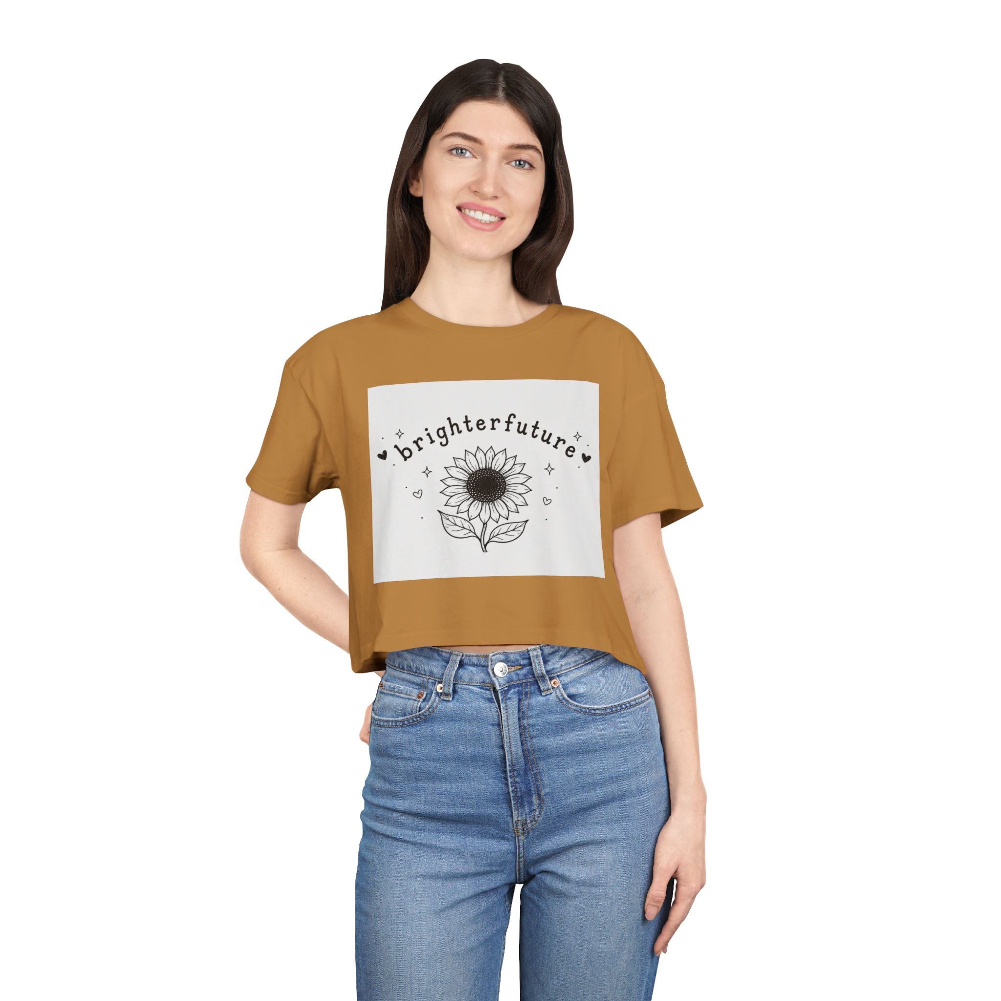 Brighter Future Sunflower Crop Tee — Positive Graphic Women's Crop Top