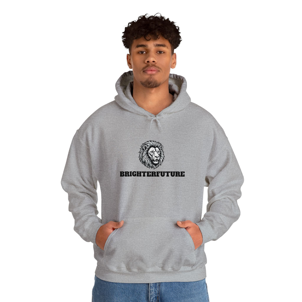 Lion Crest Hoodie – "BRIGHTERFUTURE" Graphic Pullover