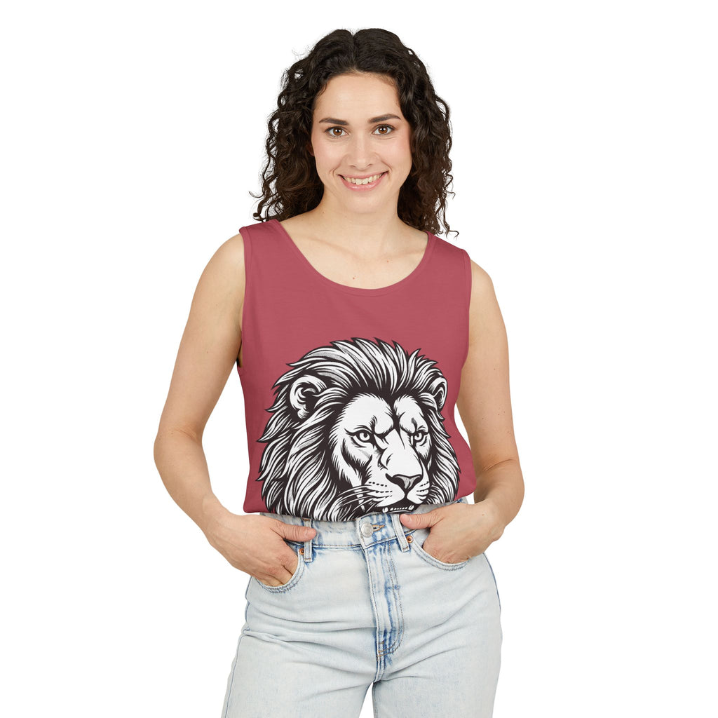 Lion Head Tank Top — Detailed Graphic Lion Illustration Men's & Women's Sleeveless Shirt