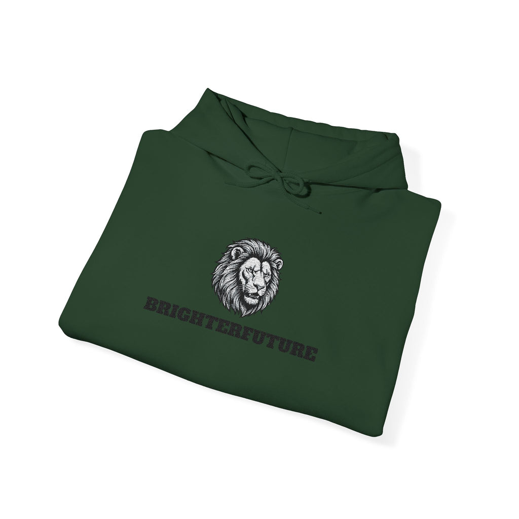 Lion Crest Hoodie – "BRIGHTERFUTURE" Graphic Pullover