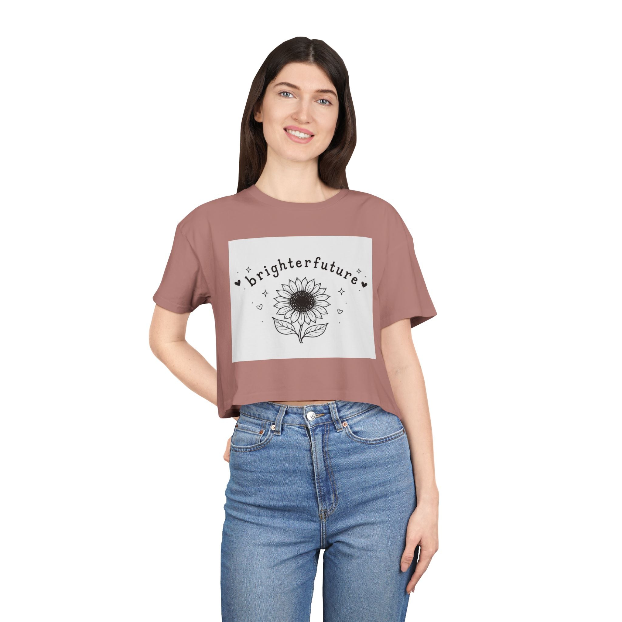 Brighter Future Sunflower Crop Tee — Positive Graphic Women's Crop Top