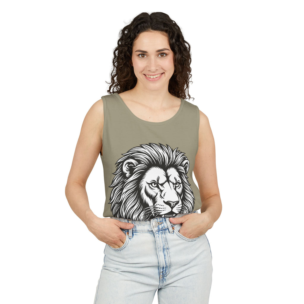 Lion Head Tank Top — Detailed Graphic Lion Illustration Men's & Women's Sleeveless Shirt