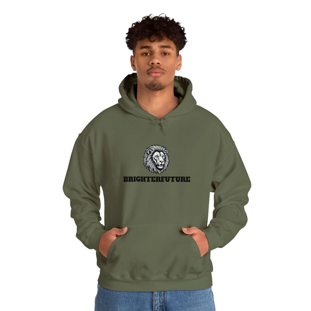 Lion Crest Hoodie – "BRIGHTERFUTURE" Graphic Pullover