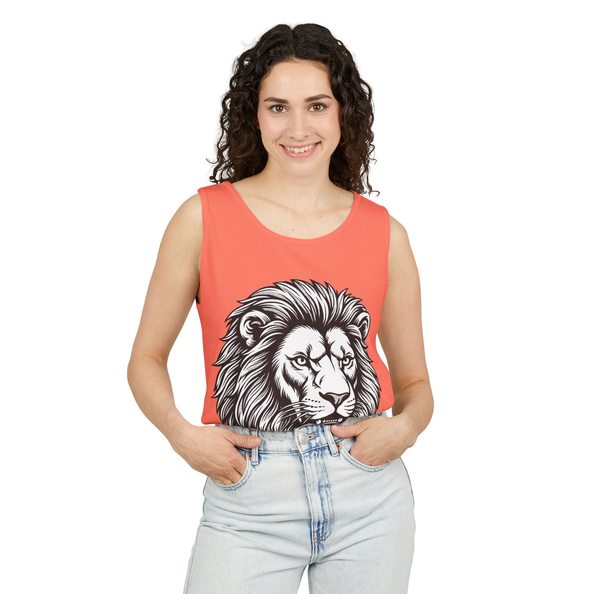 Lion Head Tank Top — Detailed Graphic Lion Illustration Men's & Women's Sleeveless Shirt