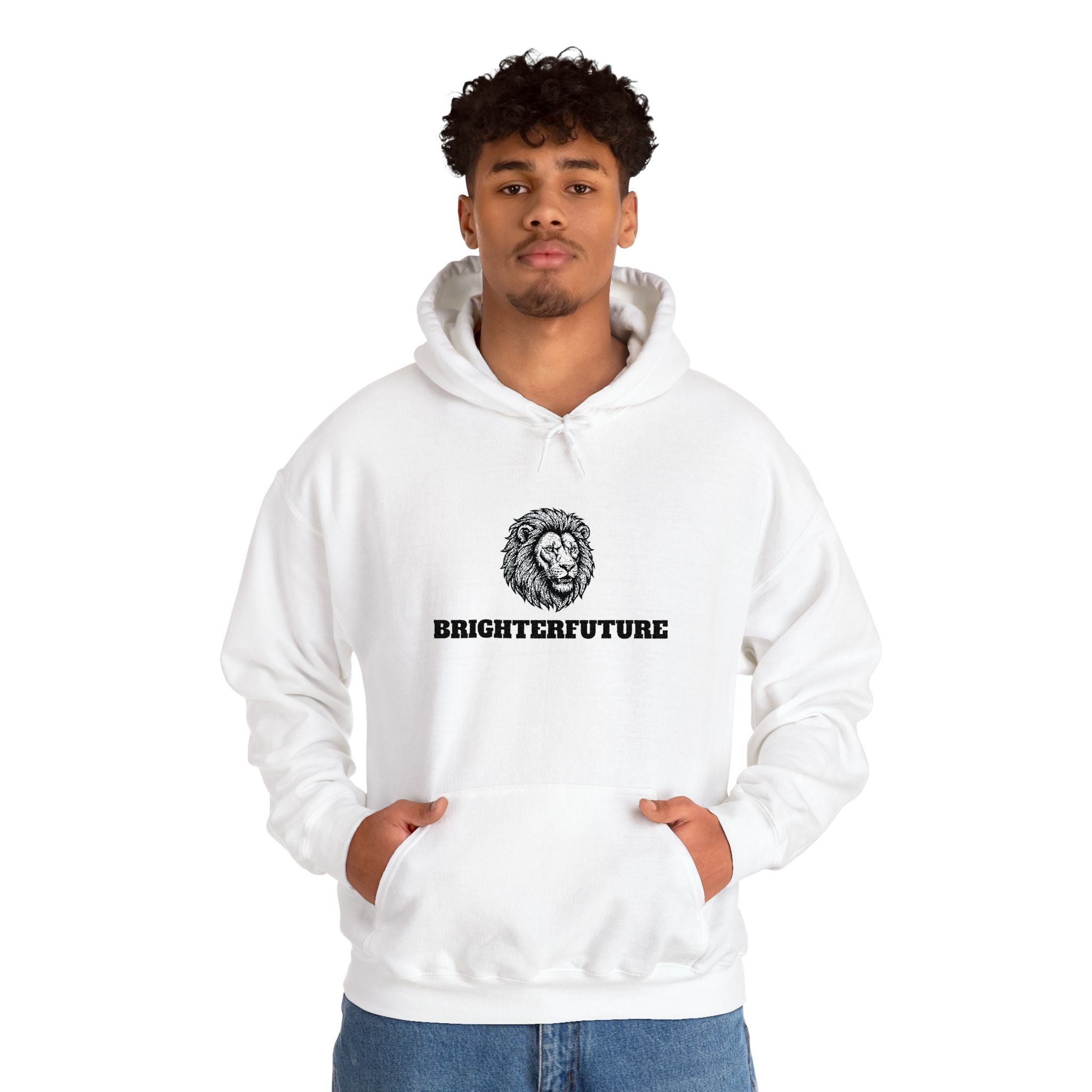 Lion Crest Hoodie – "BRIGHTERFUTURE" Graphic Pullover
