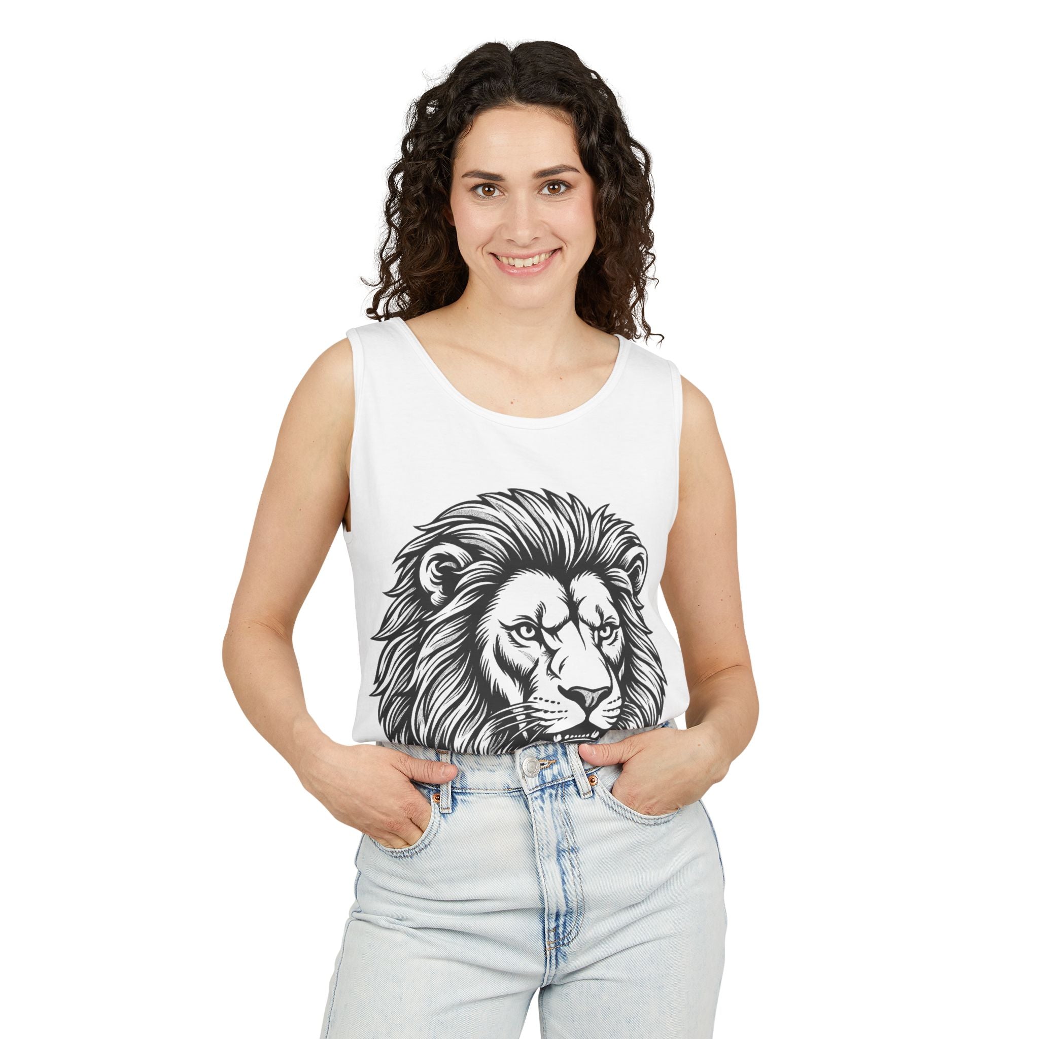 Lion Head Tank Top — Detailed Graphic Lion Illustration Men's & Women's Sleeveless Shirt