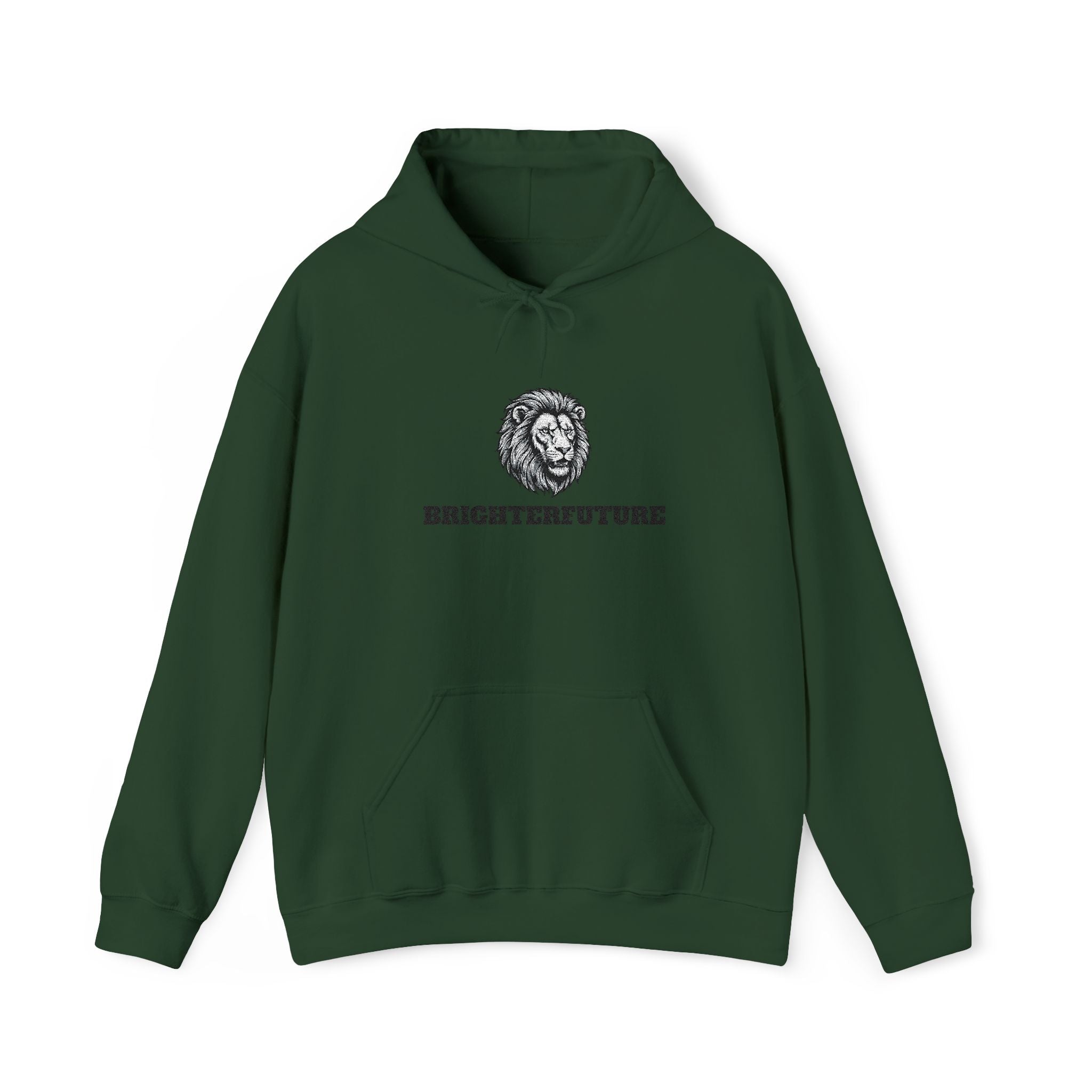 Lion Crest Hoodie – "BRIGHTERFUTURE" Graphic Pullover